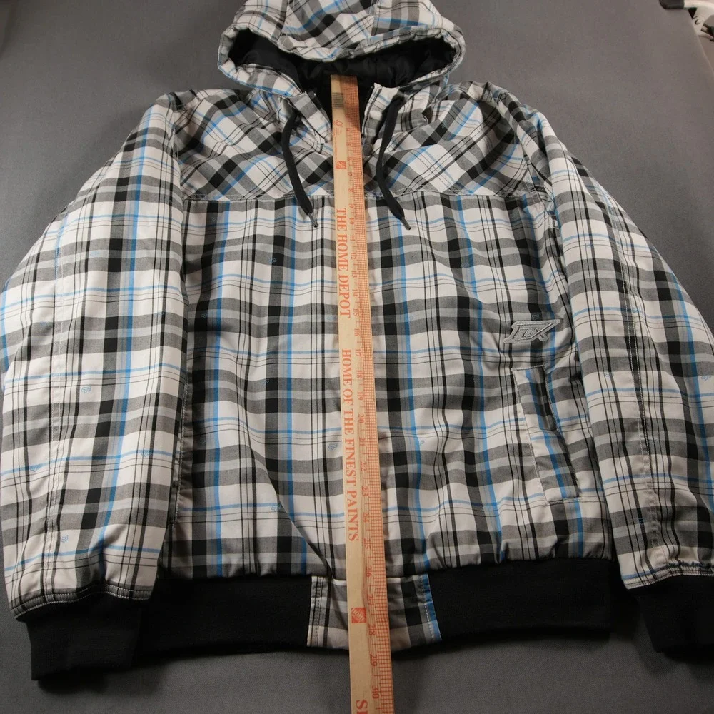 VTG Y2K Fox Racing Plaid Skate BMX Hooded Insulated Men Jacket L Snow Sport Snow